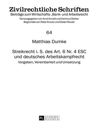 cover image of Streikrecht i. S. des Art. 6 Nr. 4 ESC und deutsches Arbeitskampfrecht